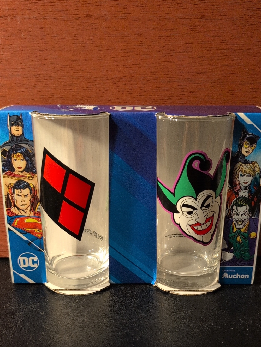 DC Collectible 2pk of Harley Quinn & The Joker 9oz. Drinking Glasses